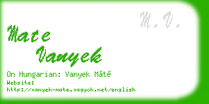 mate vanyek business card